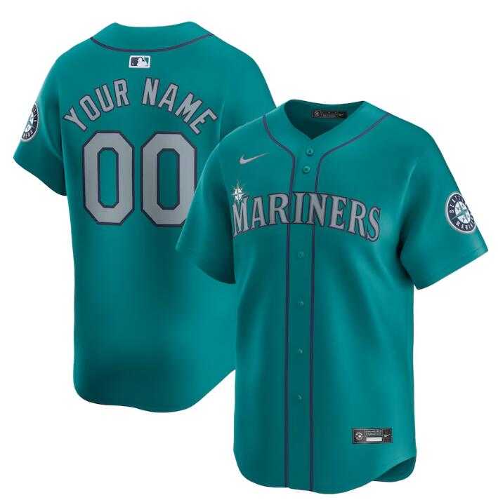 Men%27s Seattle Mariners Active Player Custom Aqua Alternate Limited Stitched jersey